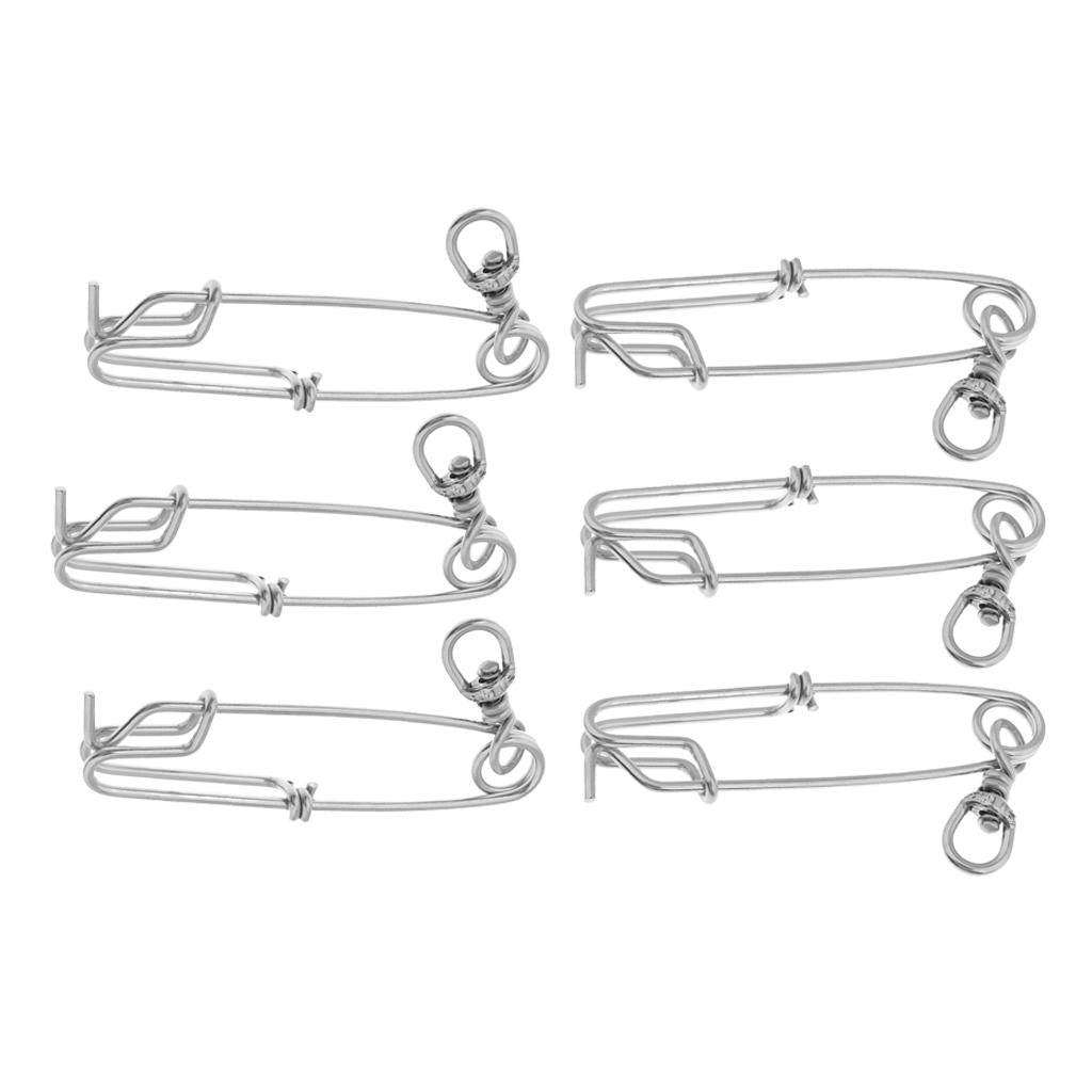 6pcs Long Line Clip Snap Stainless Steel Sea Fishing Connectors
