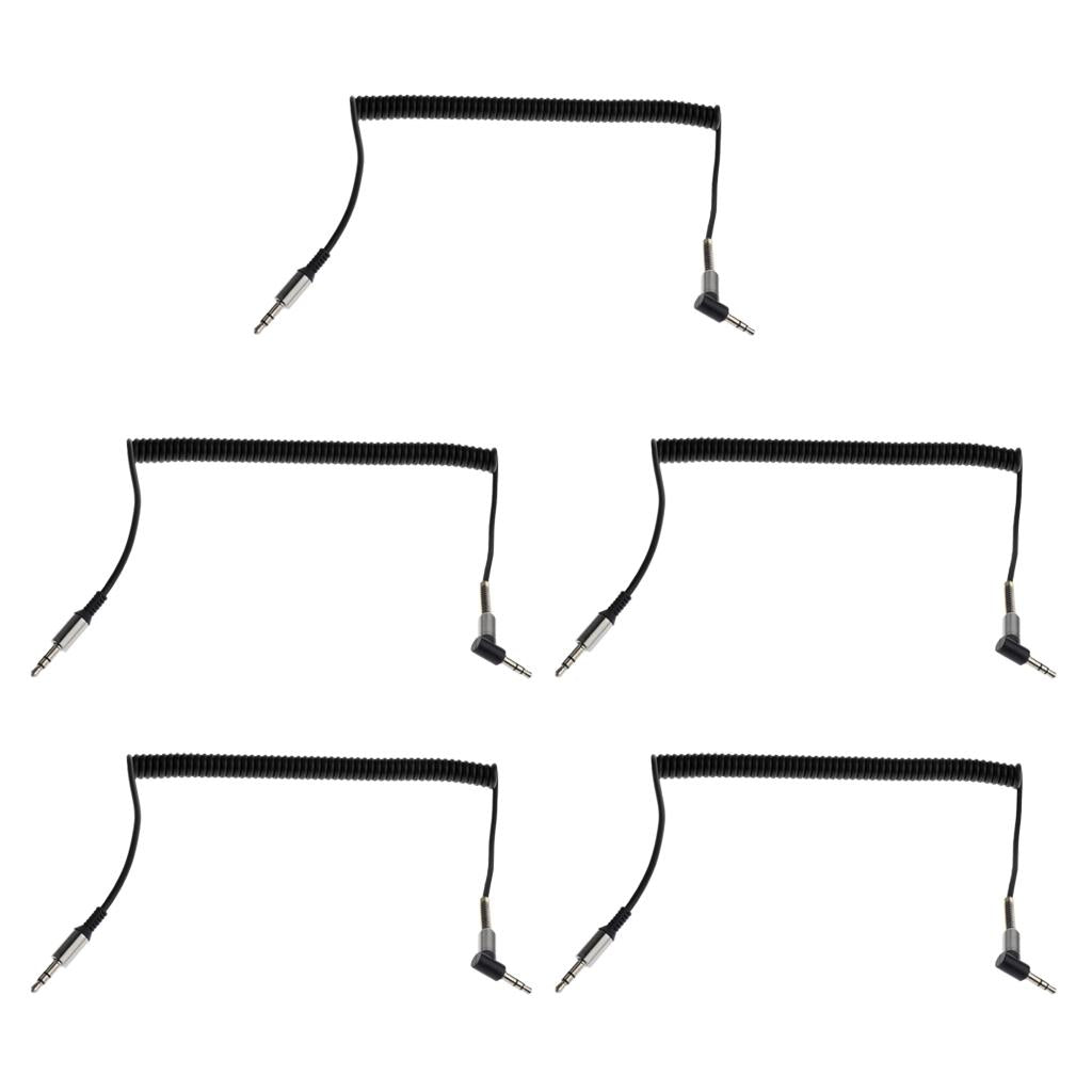 5x 3.5mm Auxiliary Audio Male to Male Cable 90 Degree Right Angle Line Black