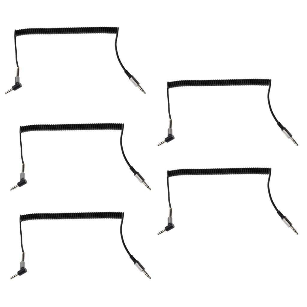 5x 3.5mm Auxiliary Audio Male to Male Cable 90 Degree Right Angle Line Black