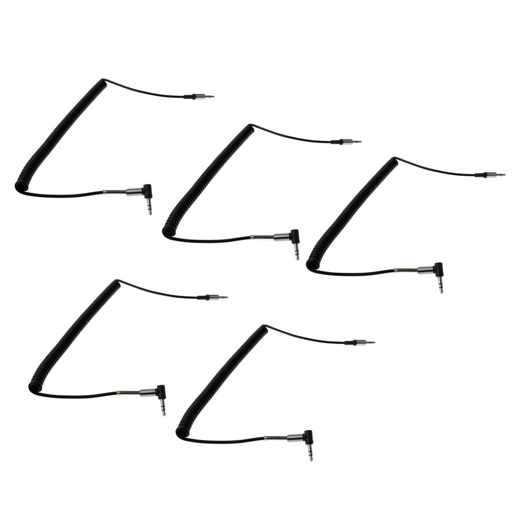5x 3.5mm Auxiliary Audio Male to Male Cable 90 Degree Right Angle Line Black