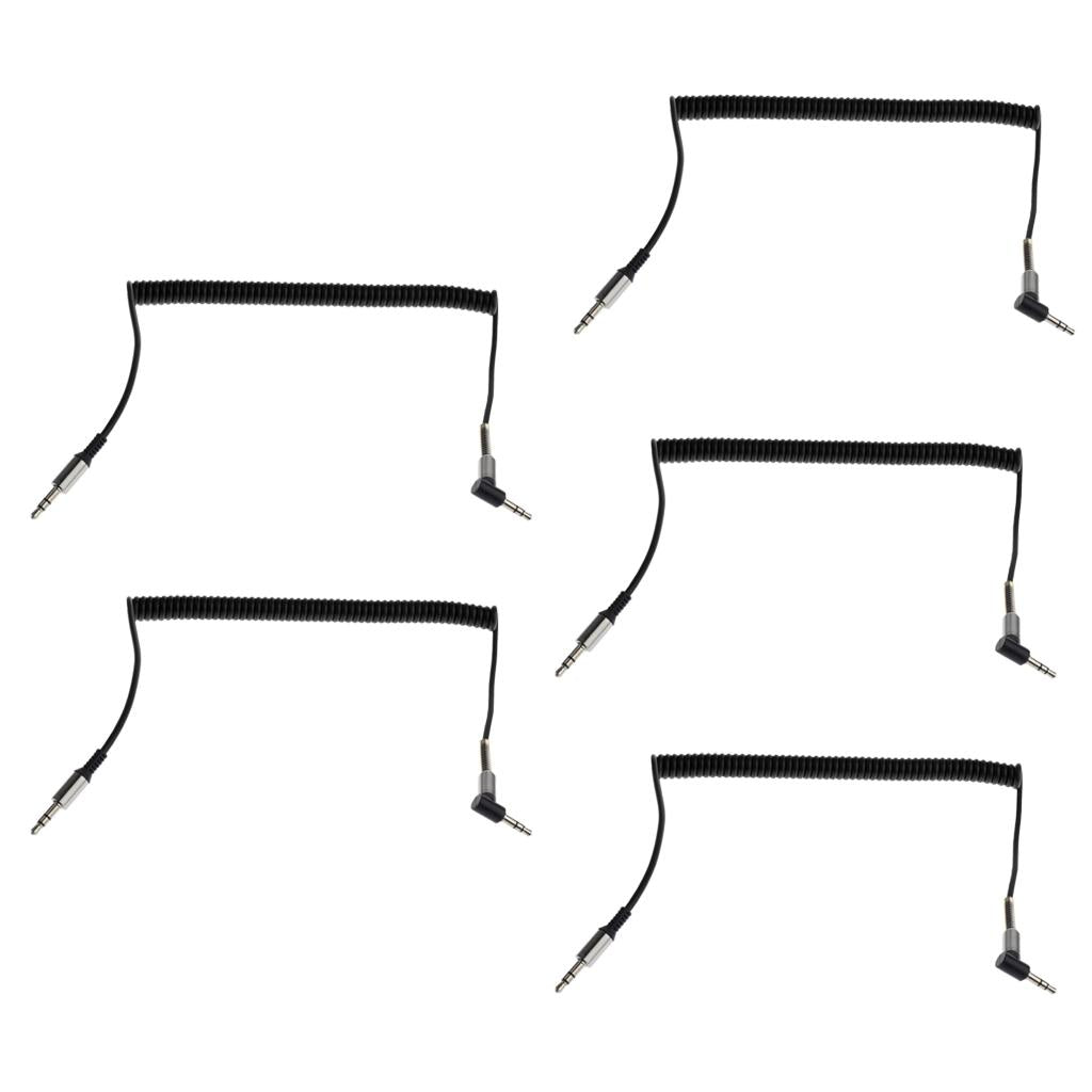 5x 3.5mm Auxiliary Audio Male to Male Cable 90 Degree Right Angle Line Black