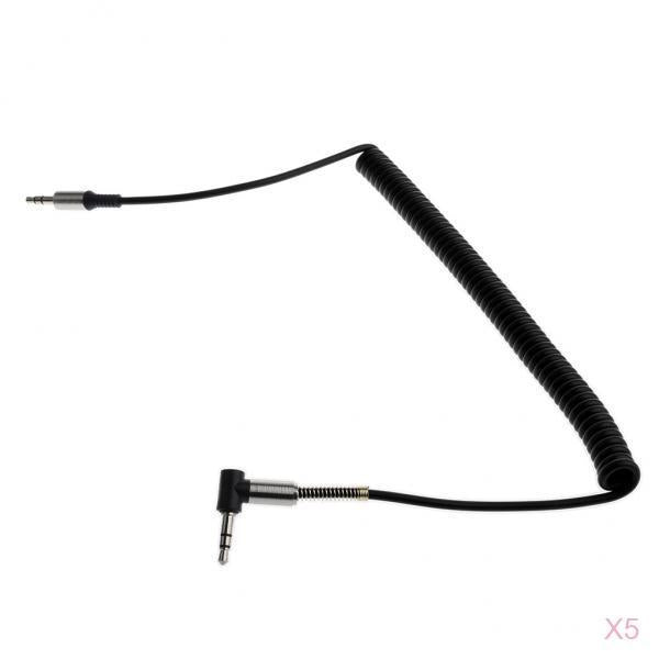 5x 3.5mm Auxiliary Audio Male to Male Cable 90 Degree Right Angle Line Black