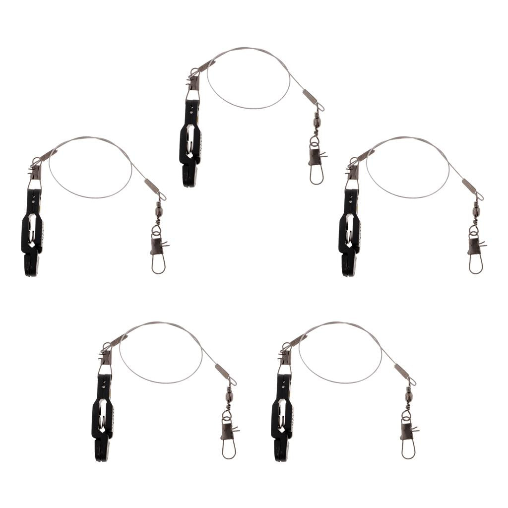 5pc Snap Release Clip with Leader Snap for Outrigger Downrigger Planer Board