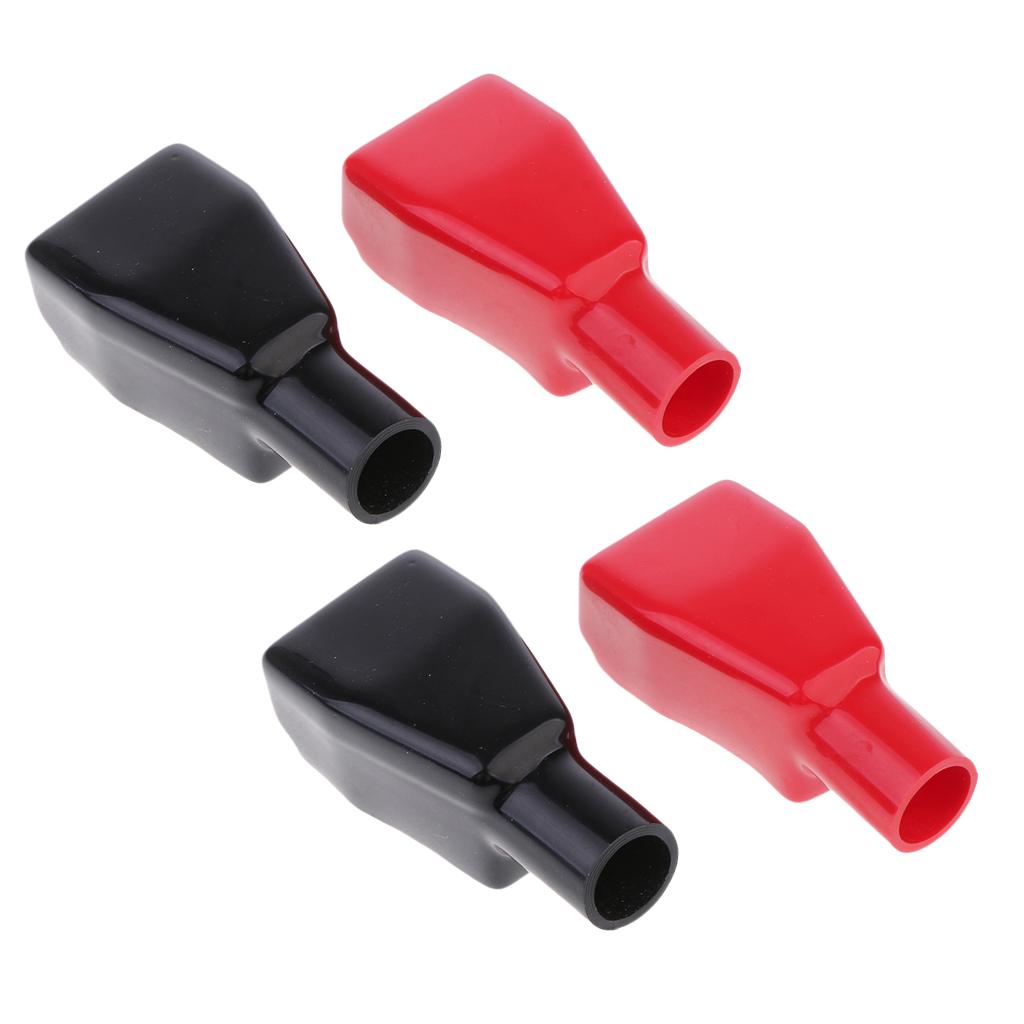 4Pcs Dust Cap Red and Black Top Post Style Flexible Battery Terminal Cover