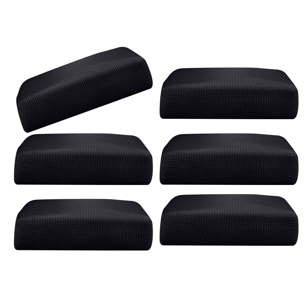6Pcs Sofa Futon Seat Cushion Cover Couch Slipcover Protector Black_Size S