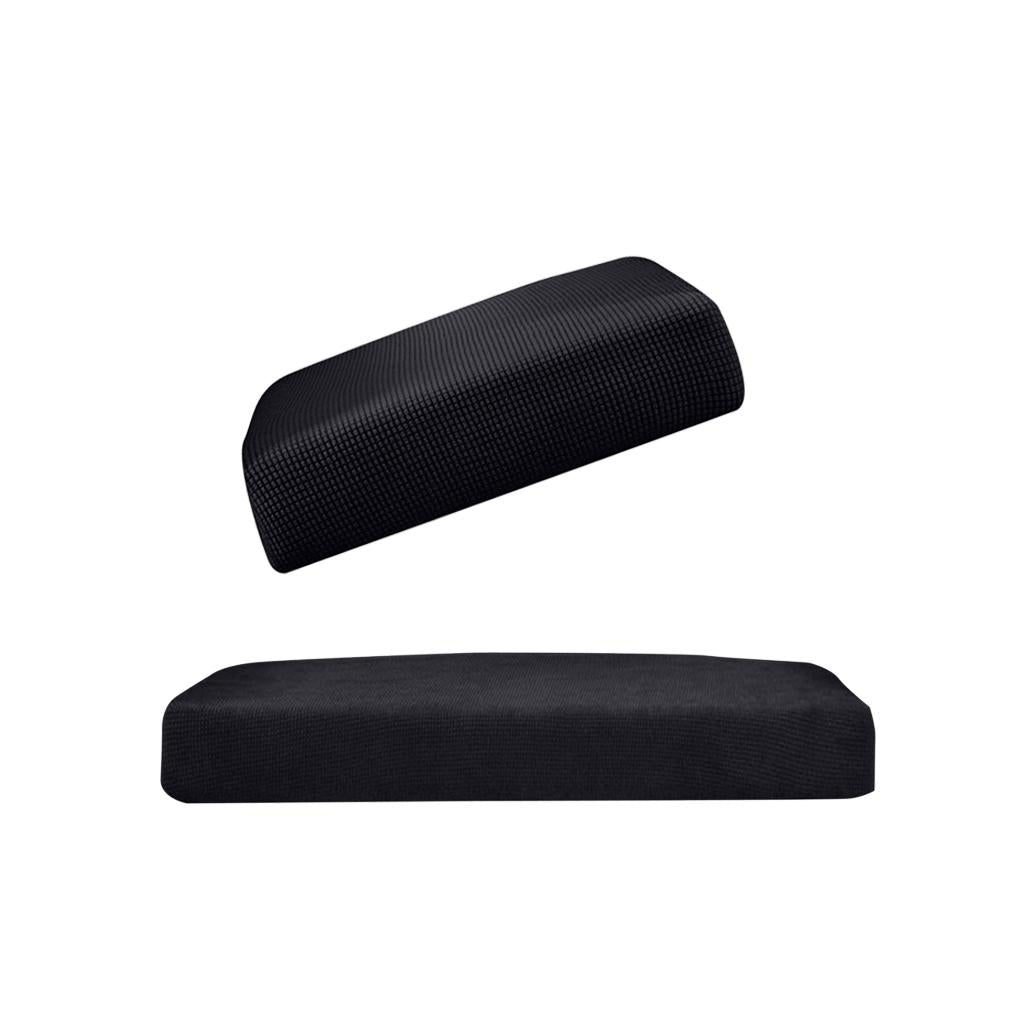 2Pcs Sofa Futon Seat Cushion Cover Couch Slipcover Protector Black_Size S&M