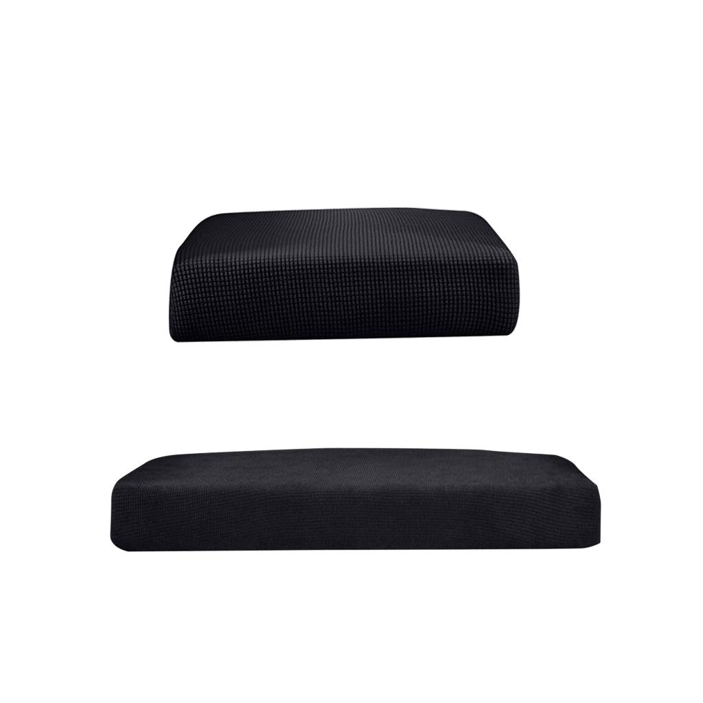 2Pcs Sofa Futon Seat Cushion Cover Couch Slipcover Protector Black_Size S&M