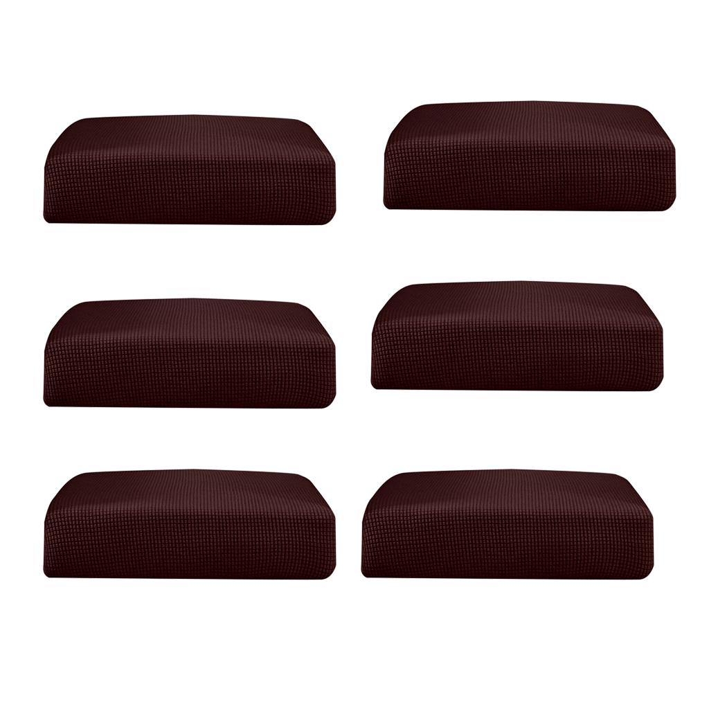 6Pcs Sofa Futon Seat Cushion Cover Couch Slipcover Protector Dark Brown _ S