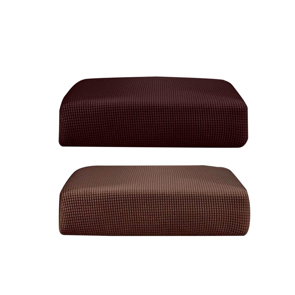 2Pcs Sofa Seat Cushion Cover Couch Slipcover Protector Light Dark Brown _ S