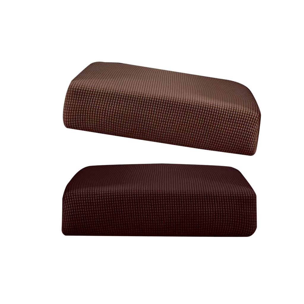 2Pcs Sofa Seat Cushion Cover Couch Slipcover Protector Light Dark Brown _ S