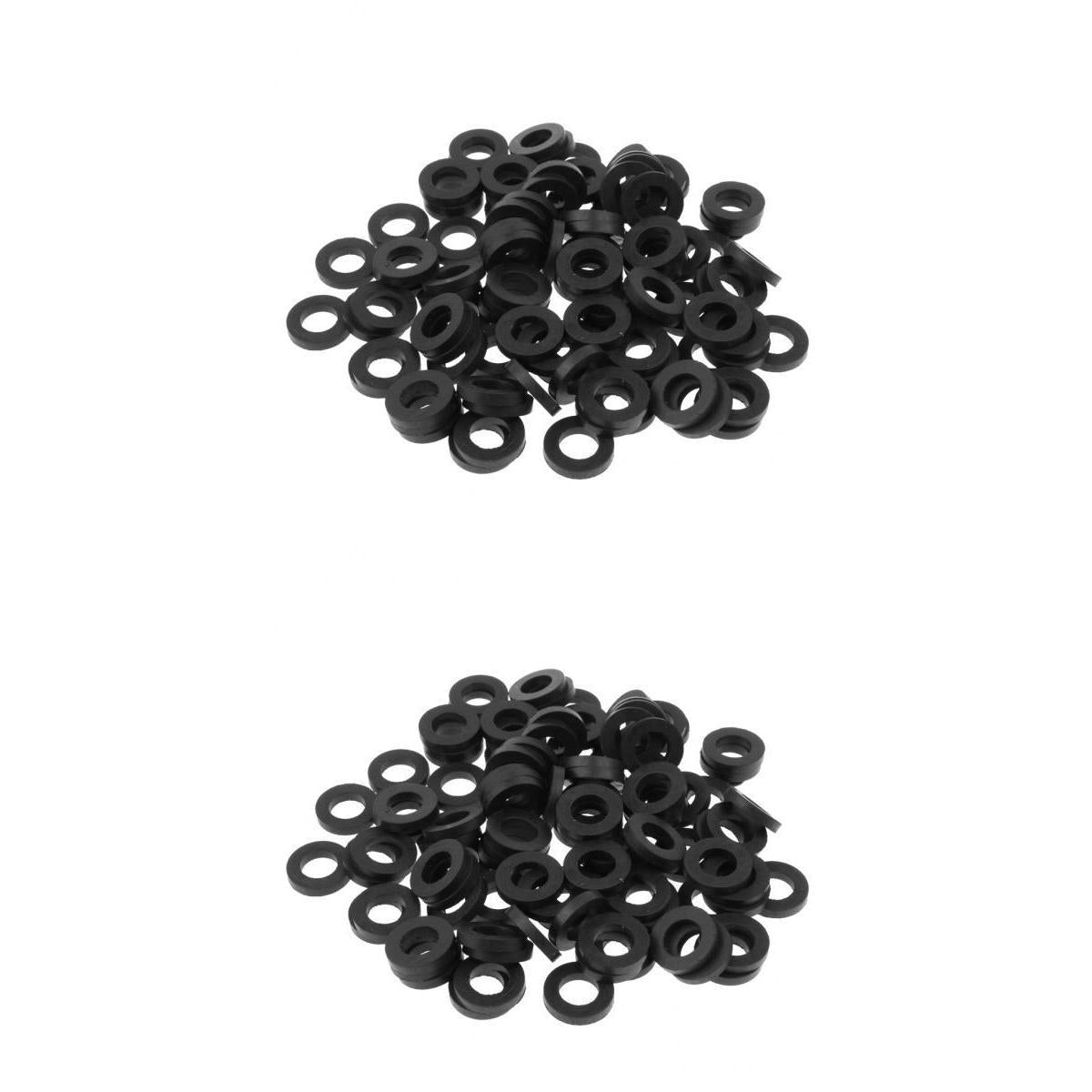 200 Pcs Black Flat O-ring Seals Gasket Silicone for Shower Nozzle 1/2 3/4""