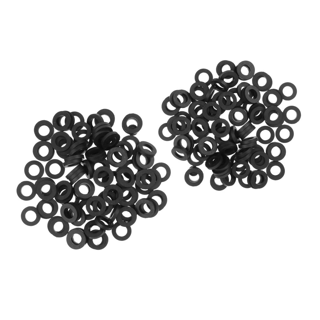 200 Pcs Black Flat O-ring Seals Gasket Silicone for Shower Nozzle 1/2 3/4""