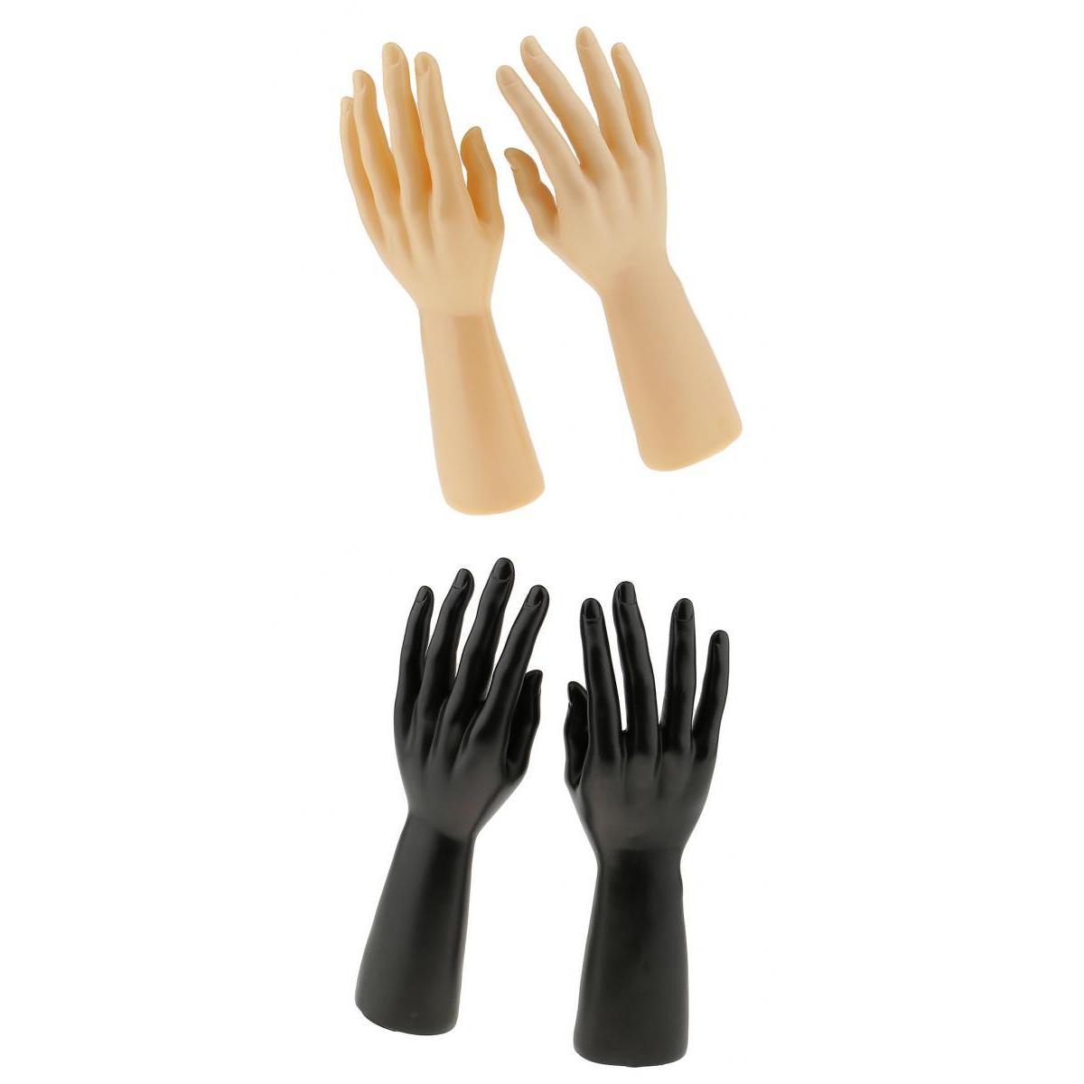 2 Pairs Male Mannequin Hand for Jewelry Bracelet Ring Watch Gloves Display