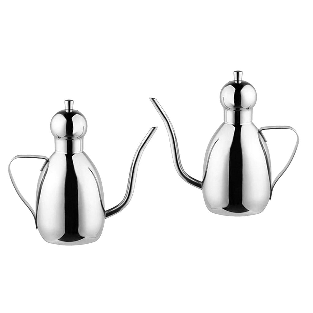 2PCS Stainless Steel Oil Can Drizzly Cruet Bottle Dispenser with Drip 0.6L