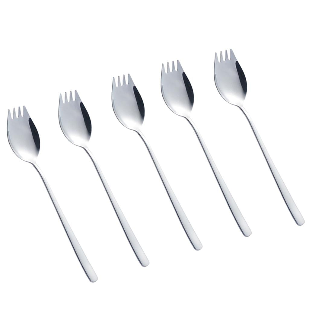 5Piece Camping Picnic Stainless Steel Spoon Spork Practical Cutlery Flatware
