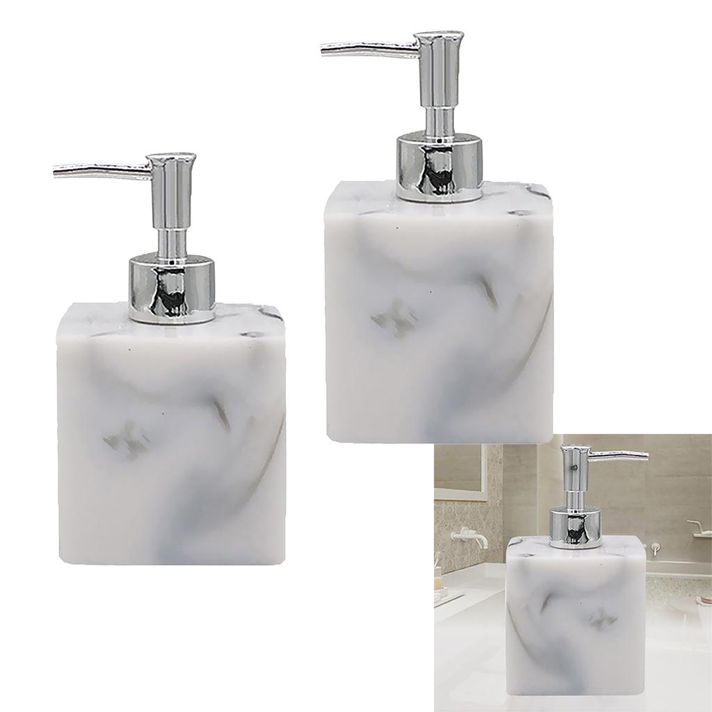 2PCS Fashion Resin Soap Dispenser Bathroom Pump Storage Bottle Marble Color
