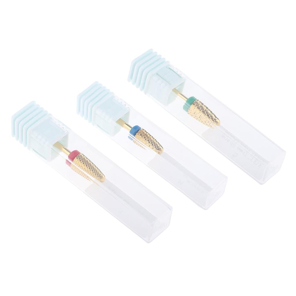 3Pcs Professional Alloy Nail Drill Bits Nail Tips Small Barrel Grinding Head