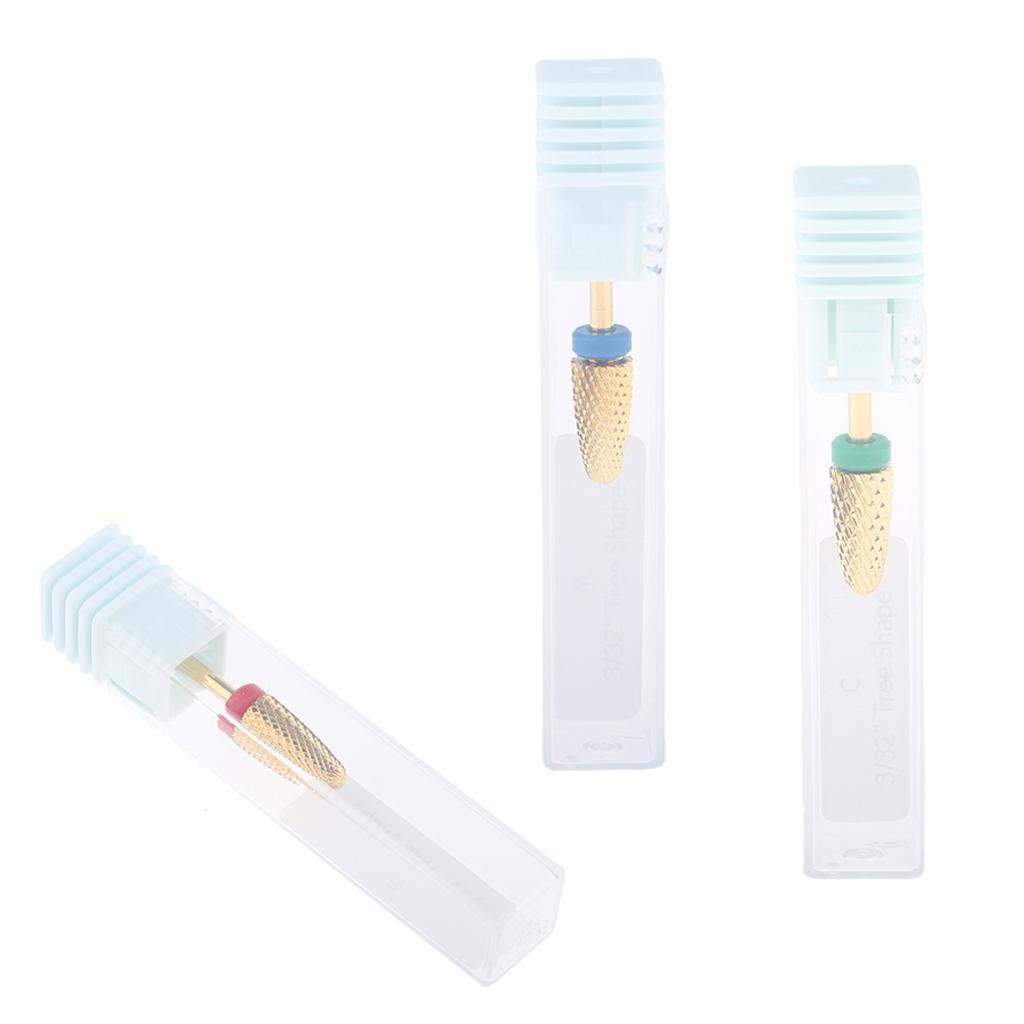 3Pcs Professional Alloy Nail Drill Bits Nail Tips Small Barrel Grinding Head