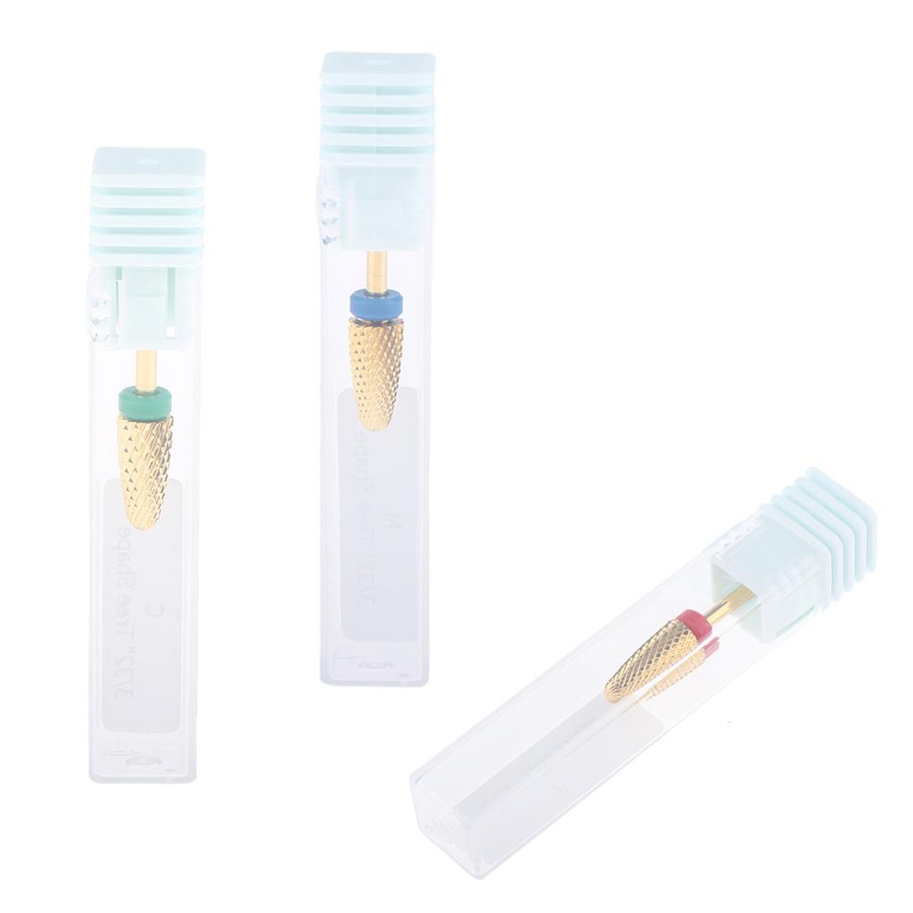 3Pcs Professional Alloy Nail Drill Bits Nail Tips Small Barrel Grinding Head