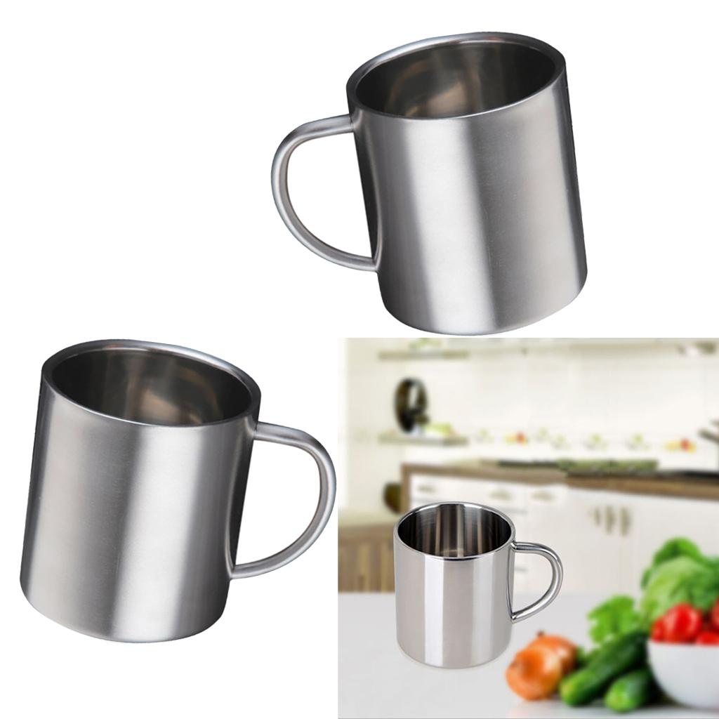 3 Pieces Stainless Steel Double Wall Insulated Mug Coffee Beer Tea Mug 300ml