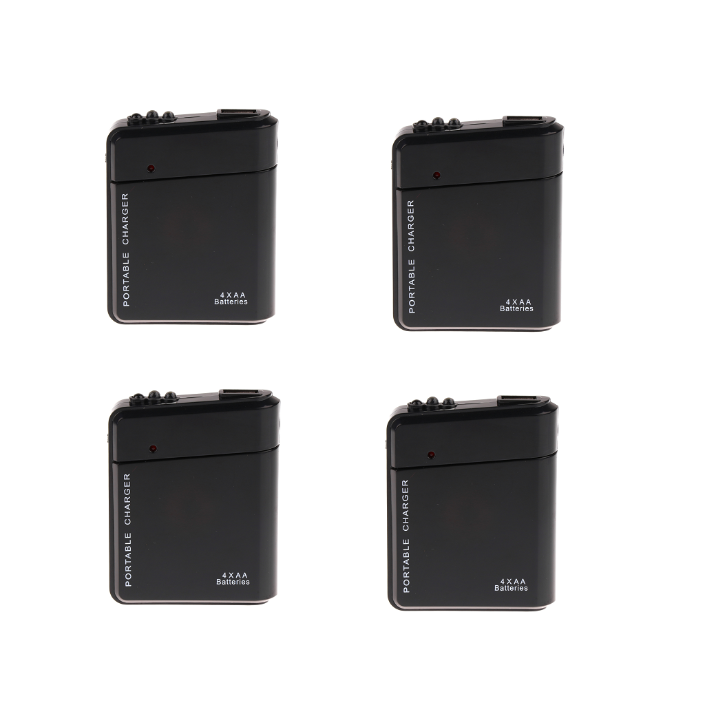 4Pcs Universal 4X AA Battery Portable Emergency USB Mobile Phone Charger Box