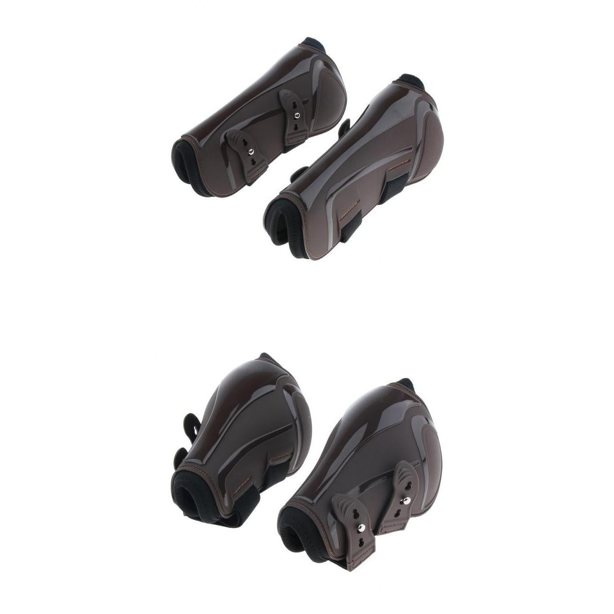 4pcs Horse Leg Boots Equestrian Front Rear Hind Tendon Protect Cover Brown
