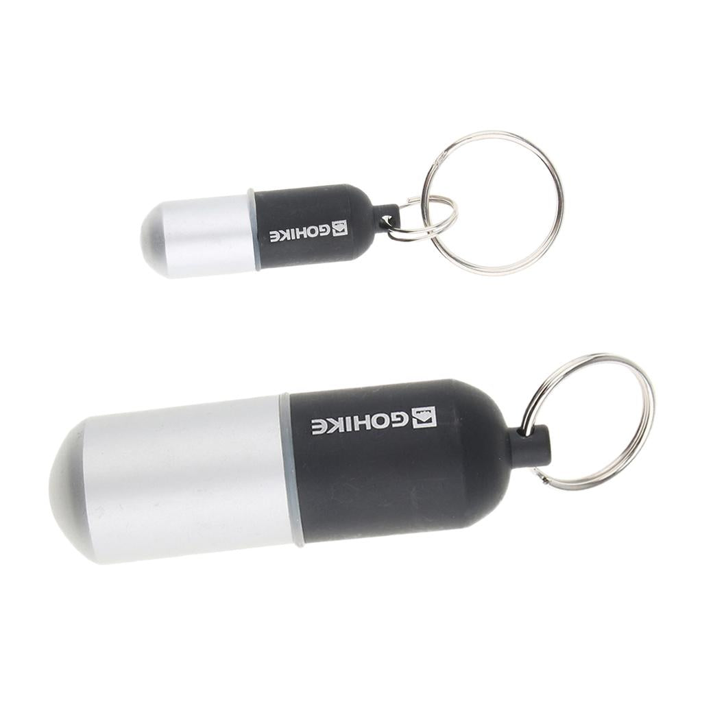 2pcs Waterproof Aluminum Pill Storage Box Keychain Tablet Holder Case Black