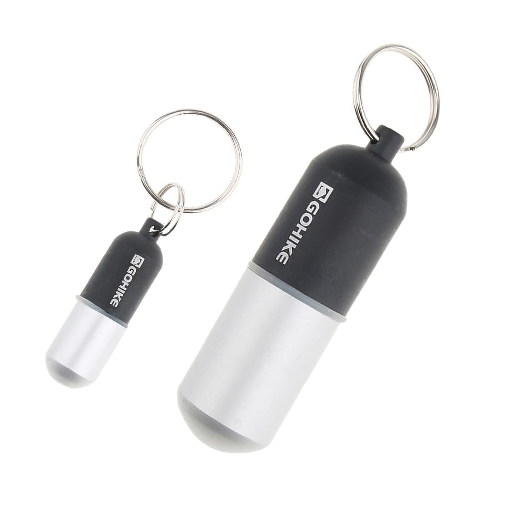 2pcs Waterproof Aluminum Pill Storage Box Keychain Tablet Holder Case Black