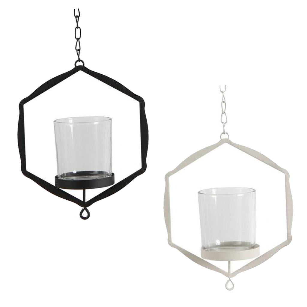 2Pcs Iron Ceiling Chandelier 3D Geometric Candle Holder Candlestick Set B