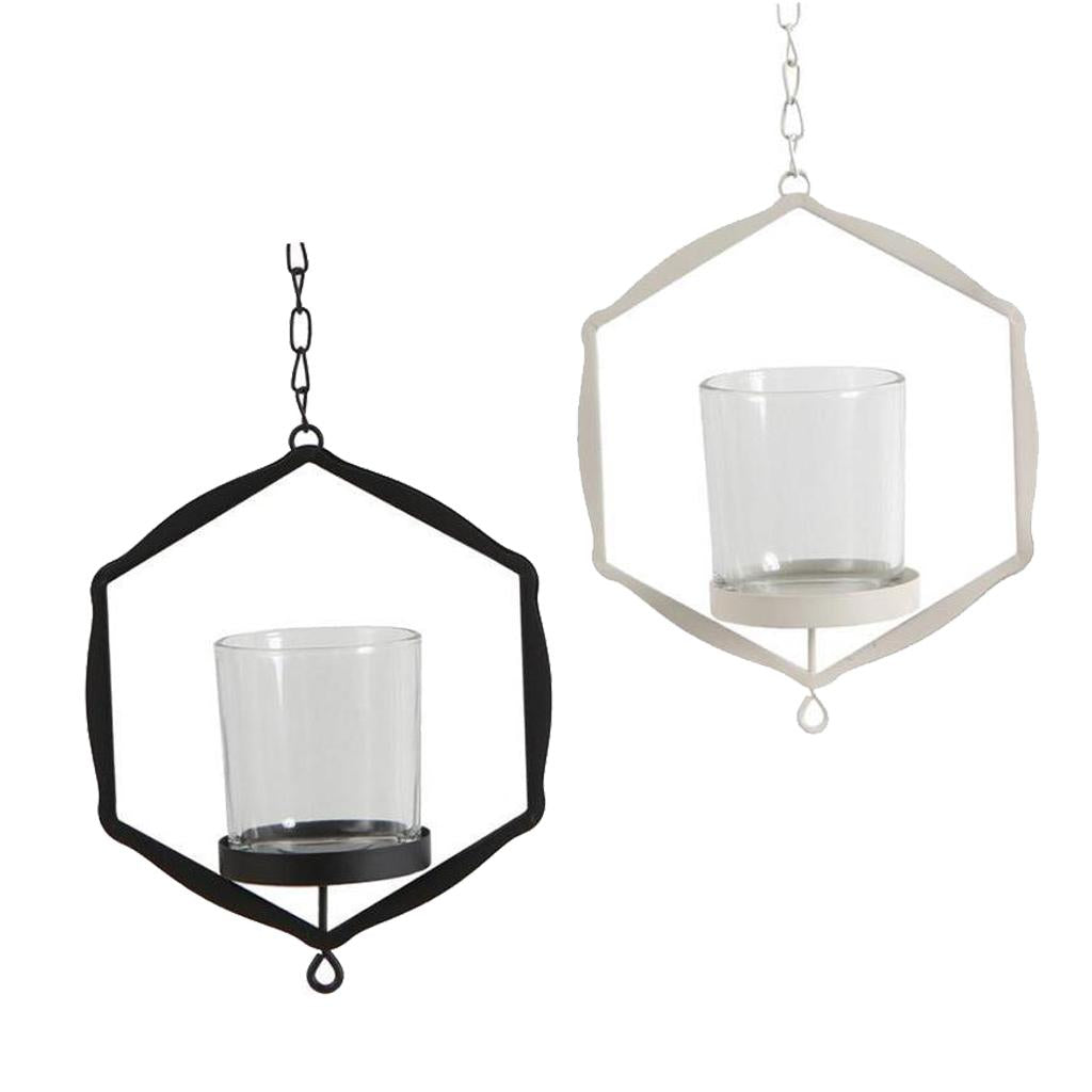 2Pcs Iron Ceiling Chandelier 3D Geometric Candle Holder Candlestick Set B
