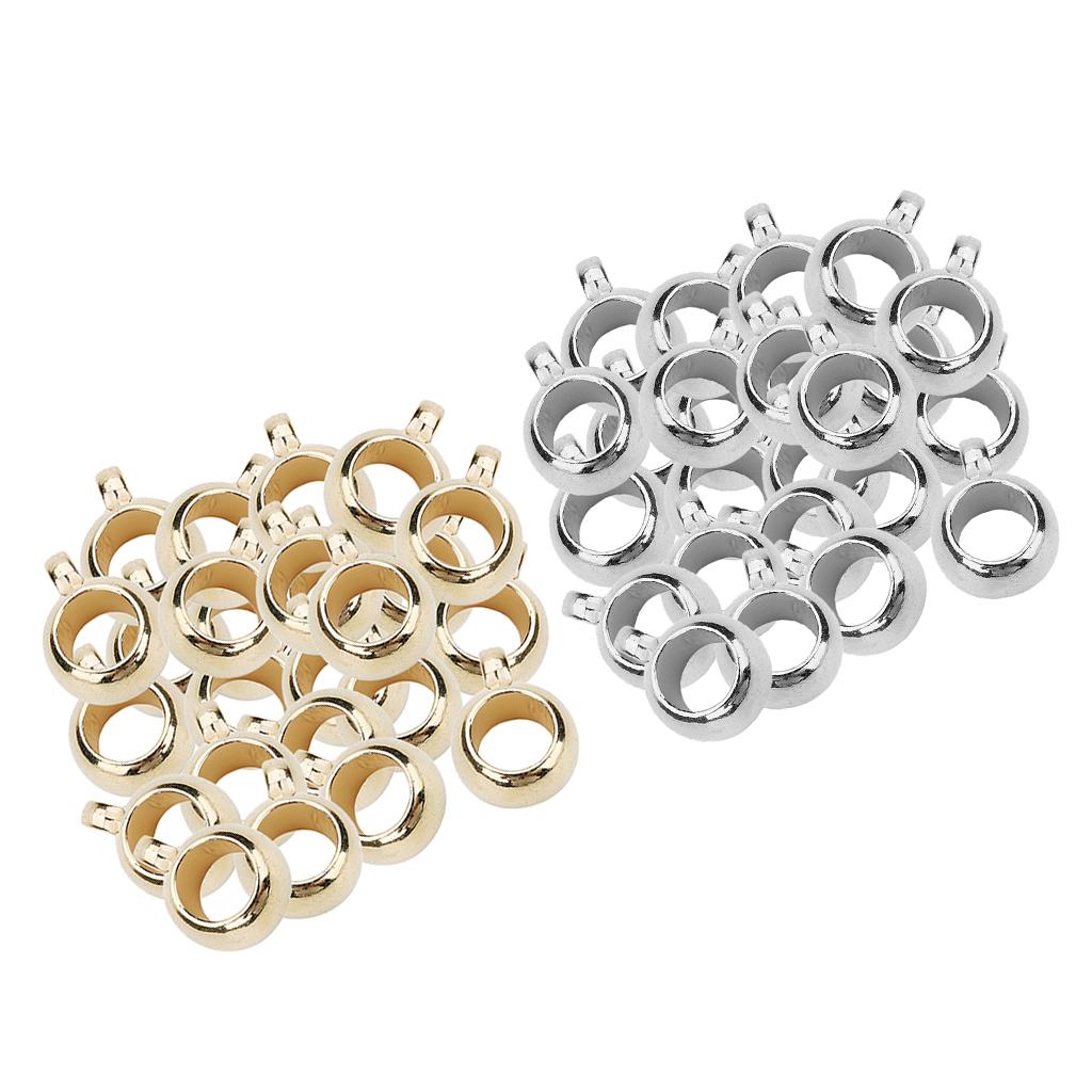 200Pcs Large Hole Bails Spacer Beads Fit European Charms Jewelry Gold Silver
