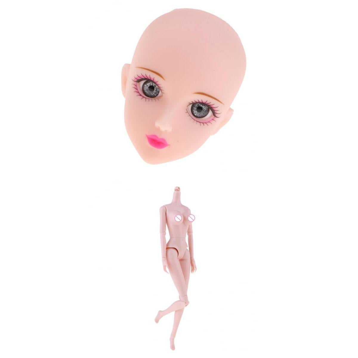 1/6 Girl Doll Nude Body Part and Head for BJD Doll DIY Parts Accessory