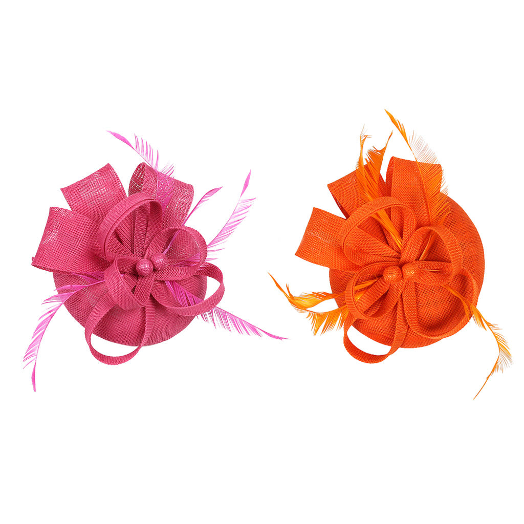 2x Women Bridal Feather Fascinator Cocktail Party Hats Headpieces Headbands