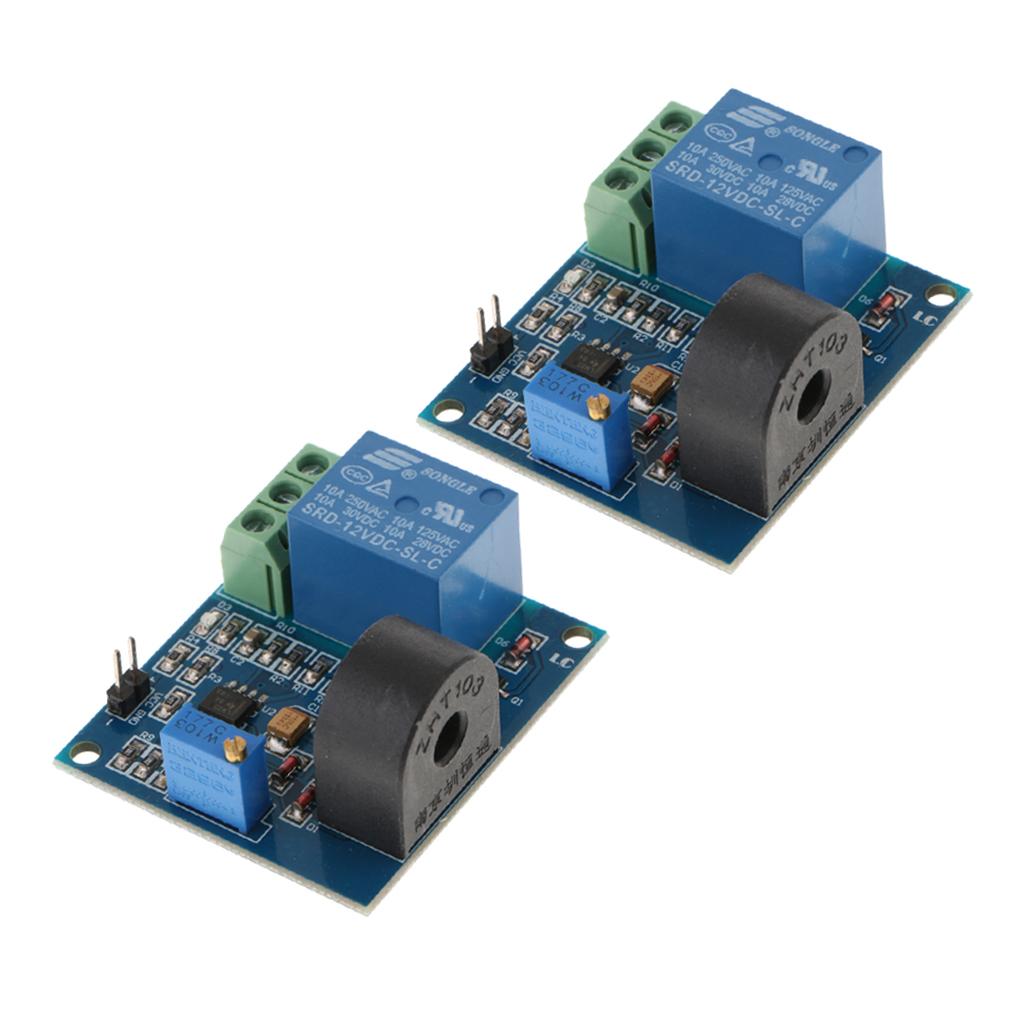 2pcs AC 0-5A Current Detection Sensor Module Switch Output DC 12V