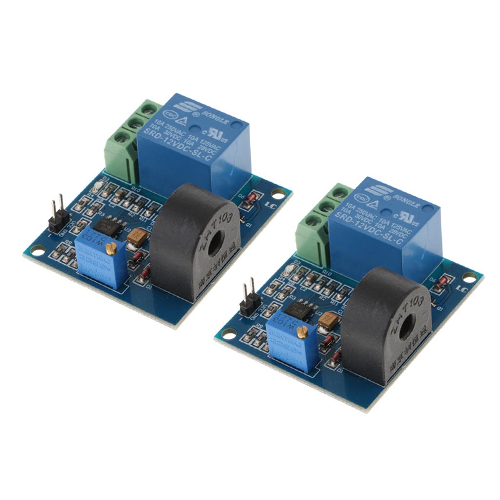 2pcs AC 0-5A Current Detection Sensor Module Switch Output DC 12V