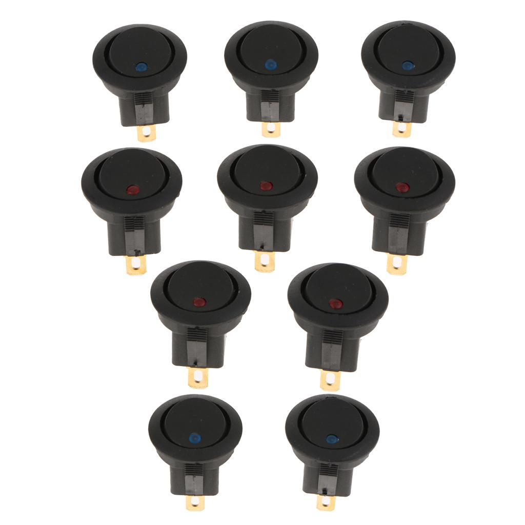 10 pieces 12V 16A 3-PIN Dot Led Round Rocker Toggle Switch For Car Truck
