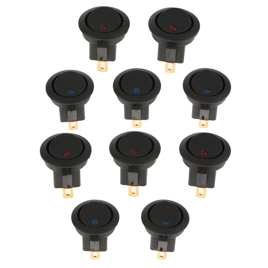 10 pieces 12V 16A 3-PIN Dot Led Round Rocker Toggle Switch For Car Truck
