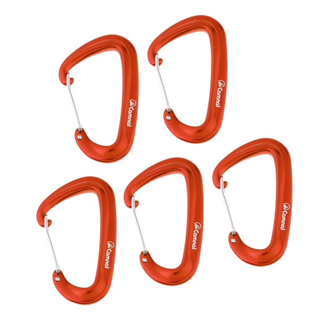 5pcs 16KN Aluminum Wire Gate Carabiners Safety Climbing Hammock Orange