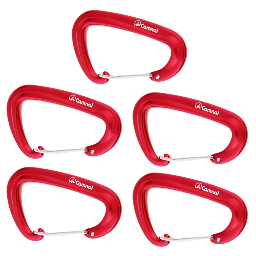 5pcs 16KN Aluminum Wire Gate Carabiners Safety Climbing Hammock Red