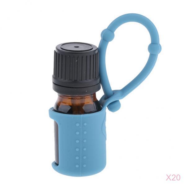 20x 5ml Empty Refillable Essential Oil Bottles Case with Silicone Sleeve