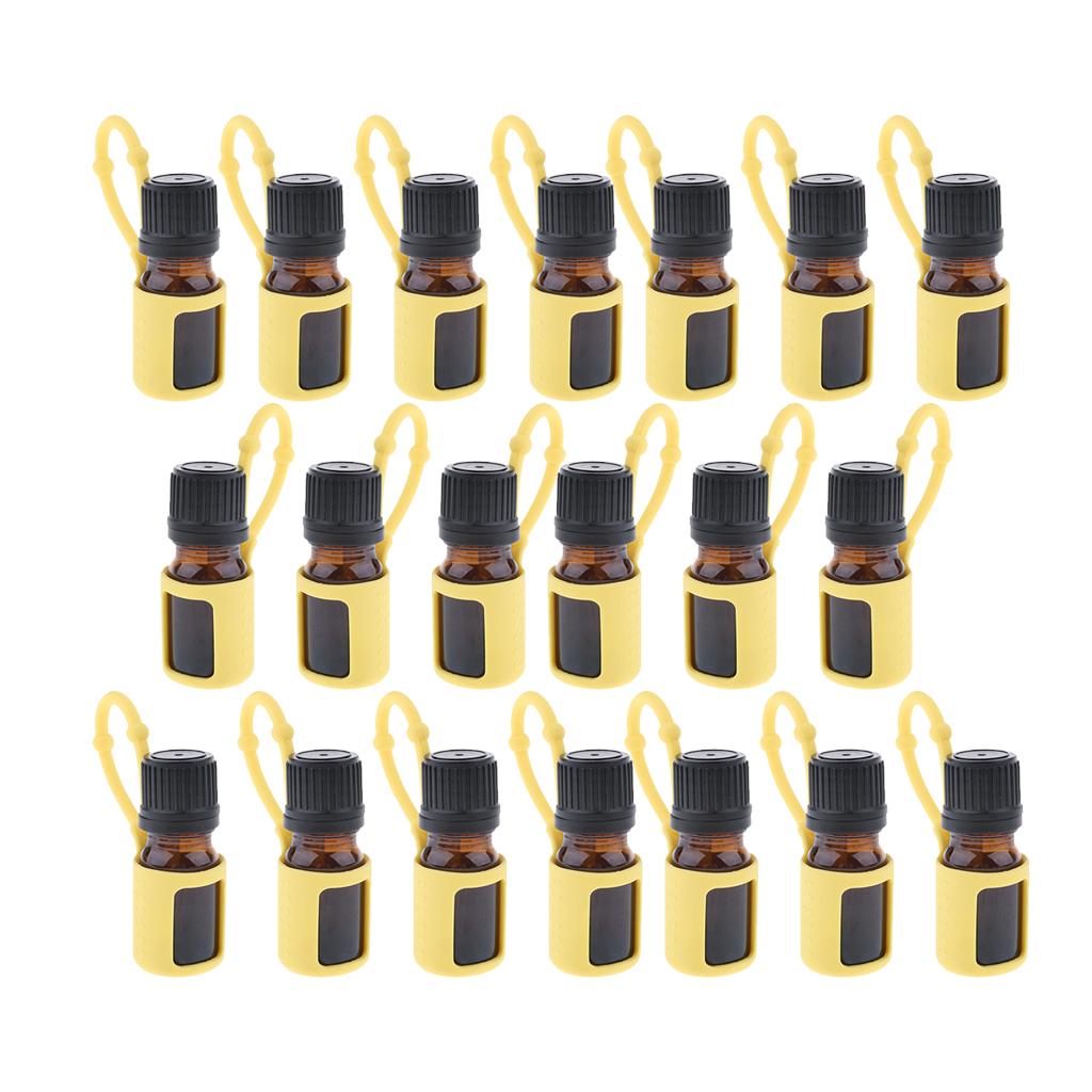 20 Pcs 5ml Empty Refillable Essential Oil Bottles Case with Silicone Jacket