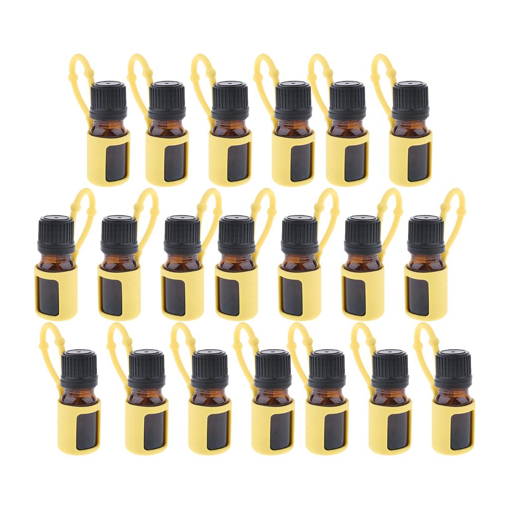 20 Pcs 5ml Empty Refillable Essential Oil Bottles Case with Silicone Jacket