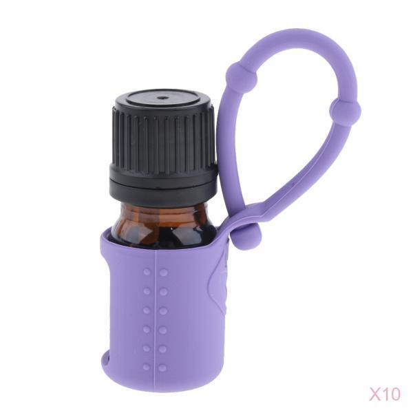 10 Pcs 5ml Empty Refillable Essential Oil Bottles Case with Silicone Sleeve