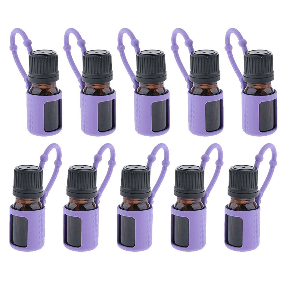 10 Pcs 5ml Empty Refillable Essential Oil Bottles Case with Silicone Sleeve