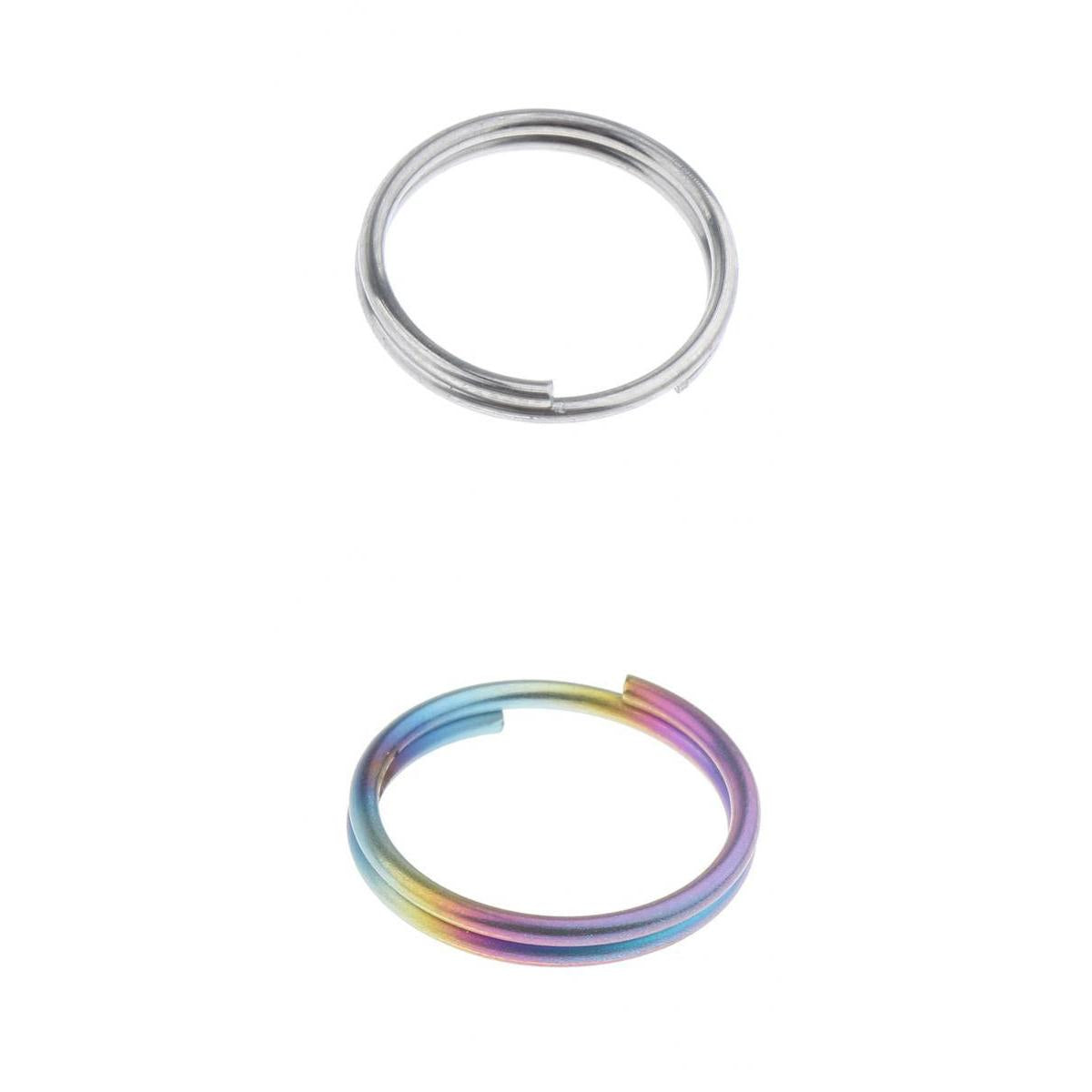 2 Pieces Titanium Keychain Split Ring Buckle Clip Key Ring Pocket Tool 14mm