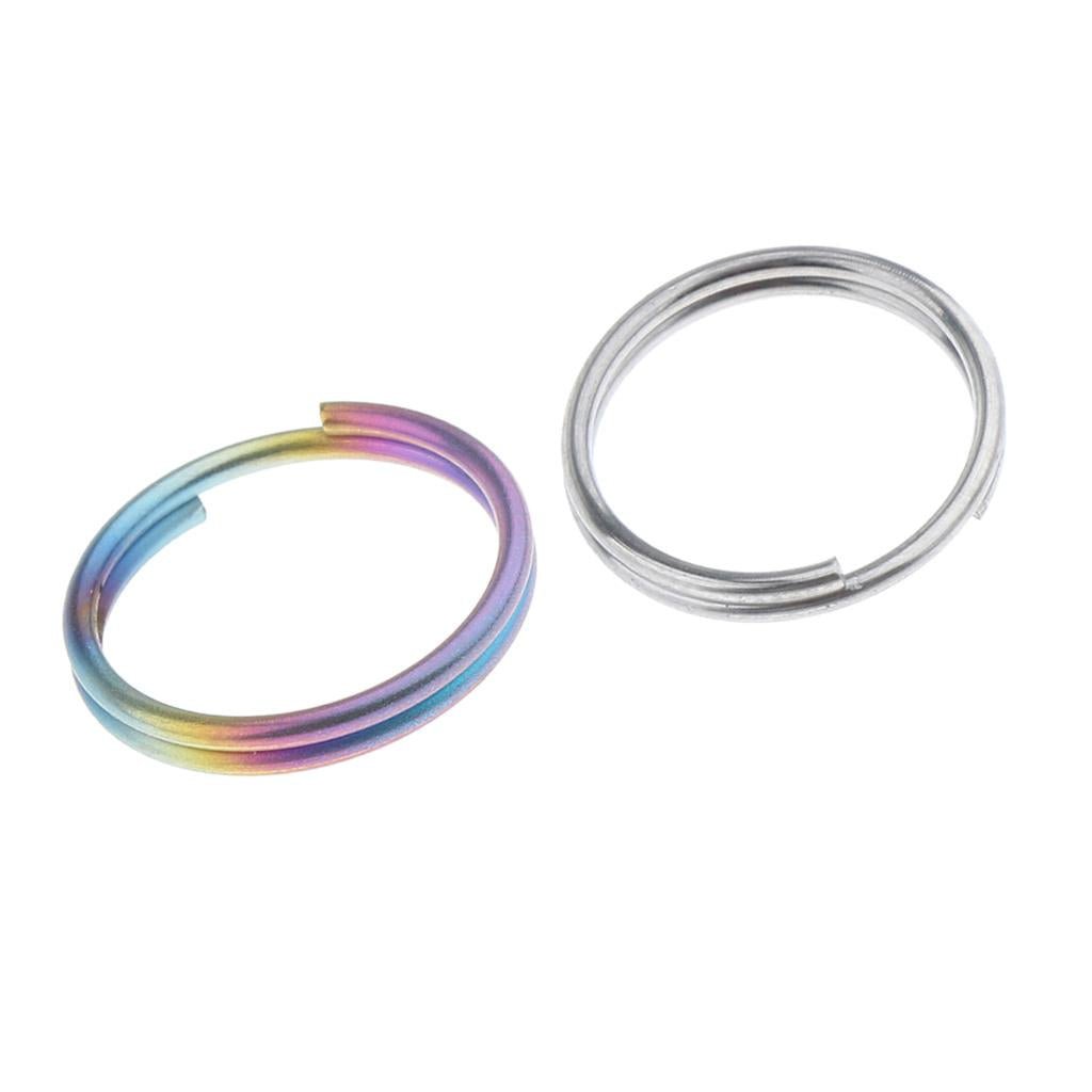 2 Pieces Titanium Keychain Split Ring Buckle Clip Key Ring Pocket Tool 14mm