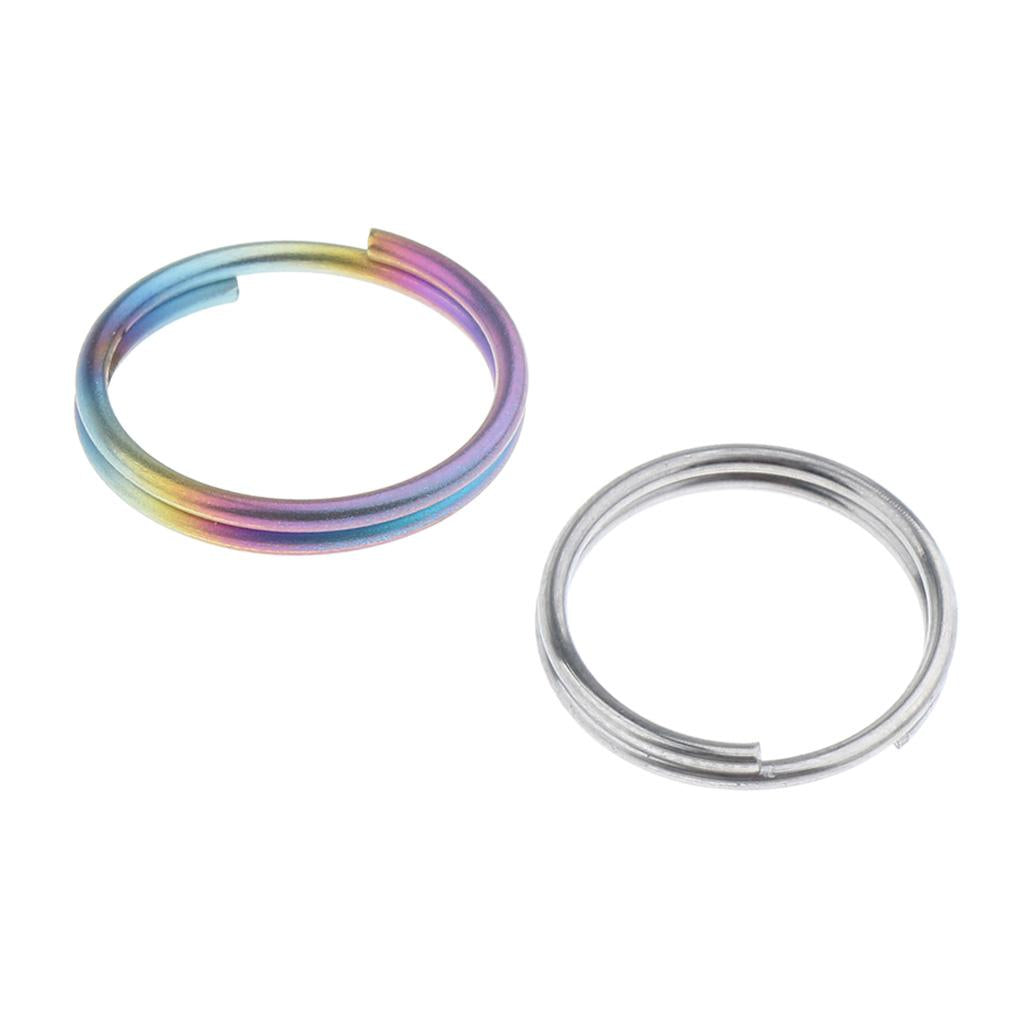 2 Pieces Titanium Keychain Split Ring Buckle Clip Key Ring Pocket Tool 14mm