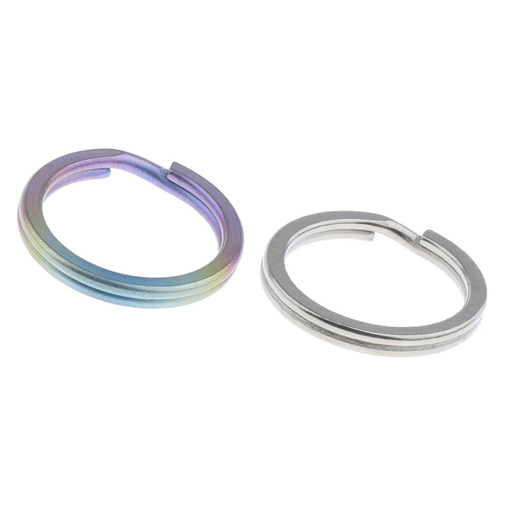2 Pieces Titanium Keychain Split Ring Buckle Clip Key Ring Pocket Tool 18mm