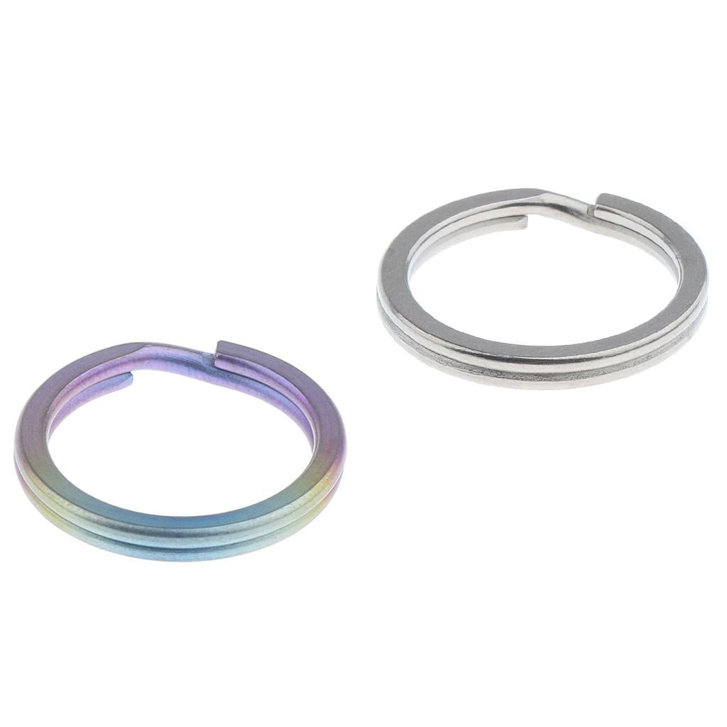 2 Pieces Titanium Keychain Split Ring Buckle Clip Key Ring Pocket Tool 18mm