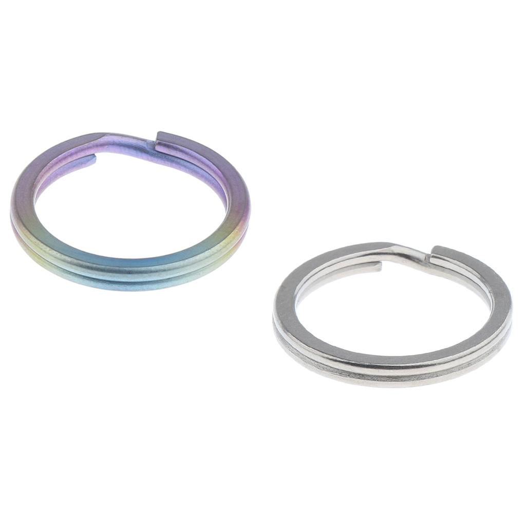 2 Pieces Titanium Keychain Split Ring Buckle Clip Key Ring Pocket Tool 18mm